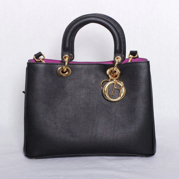 small Christian Dior diorissimo original calfskin leather bag 44374 black&purple - Click Image to Close